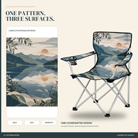 Chaise pliante portable robuste avec accoudoirs, porte-gobelet et motif logo personnalisé pour cabane en bord de lac - Vente en gros