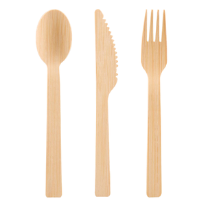 Ensemble de couverts jetables en bambou 100% compostables - Fourchette, cuillère, couteau, 100 pièces pour les événements de restauration en plein air - Product Image 1
