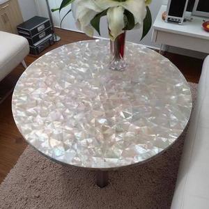 ท็อปโต๊ะกาแฟทรงกลมประดับมุก งานฝีมือโมเสกอัญมณี ตกแต่งสำนักงานสไตล์โมเดิร์น เฟอร์นิเจอร์ตกแต่งทันสมัย - Product Image 2