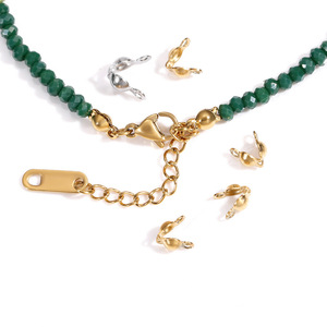 Không xỉn 18K vàng PVD mạ thép không gỉ mở Bead lời khuyên 4mm <span class=keywords><strong>Knot</strong></span> bao gồm vòng đeo tay đồ trang sức làm cho kết thúc mũ uốn Bìa - Product Image 4