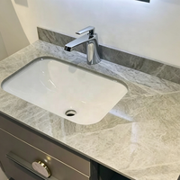 Muebles de Baño de Alta Calidad, Conjunto de Muebles de Baño con Encimera de Piedra, Espejo Inteligente con Luz Ambiental, Gabinete de Madera Maciza Montado en la Pared