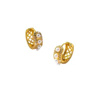 Shiny 2024 Selling Big Loop Jewelry Hoopearring 18K Gold Open Hoop Hot Sale Pearl Zircon Clip On Earrings