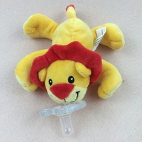 Sucette en silicone avec peluche éléphant Article confortable rempli de coton PP pour bébé