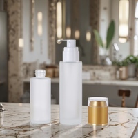 Flacons en verre dépoli pour lotion et sérum en gros, 100 ml et 120 ml, flacons vides pour vaporisateur de parfum, pompe pour crèmes de soin de la peau, toners