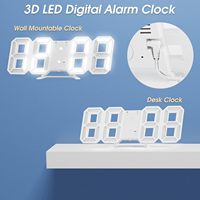 Horloge murale de table à LED 3D, minuterie numérique, veilleuse, réveil pour entrepôt, bureau, salon, luminosité 12/24h réglable