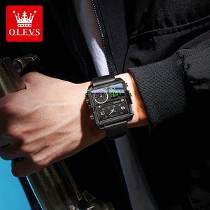 นาฬิกาอิเล็กทรอนิกส์ OLEVS 1101 รุ่นยอดนิยม นาฬิกา LED สำหรับนักเรียน ชาย หญิง ฟังก์ชั่นหลากหลาย เรืองแสง กันน้ำ นาฬิกาดิจิตอลทรงเหลี่ยม - Product Image 3