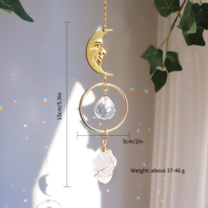 Attrape-soleil de luxe en cristal en forme de lune, créateur <span class=keywords><strong>d</strong></span>'arc-en-ciel, ornement suspendu, prisme en pierre naturelle brute, carillon éolien, <span class=keywords><strong>d</strong></span>écoration de fenêtre bohème - Product Image 3