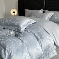 Ensemble de couette en jacquard de luxe, drap de lit, jacquard brillant en soie, ensemble quatre pièces en satin de tribut, ensemble de literie en jacquard