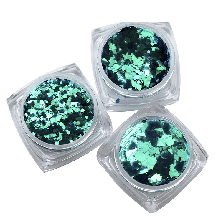 Approvisionnement d'usine OEM LOGO diamant étoile ronde carré lune forme aurore ongles paillettes poudre paillettes hologrammes corps art décoration