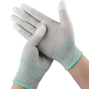 Proveedor chino Guantes ESD antiestáticos Fibra de carbono Poliéster PU <span class=keywords><strong>Palma</strong></span> Nylon Forrado ANSI Función de pantalla táctil certificada en funcionamiento - Product Image 4