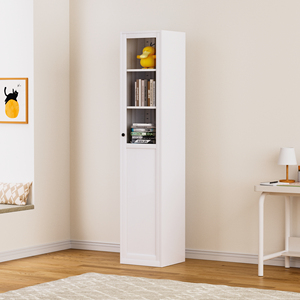 Estantería de metal vertical blanca moderna, armario de almacenamiento de <span class=keywords><strong>libros</strong></span> <span class=keywords><strong>con</strong></span> <span class=keywords><strong>puertas</strong></span> de vidrio <span class=keywords><strong>para</strong></span> <span class=keywords><strong>muebles</strong></span> de sala de estar - Product Image 5