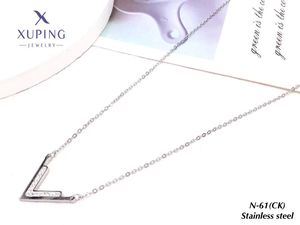 Uping-collar de acero inoxidable Chapado en platino, joyería elegante con letras redondas y corazón de perla, circonita negra, venta al por mayor - Product Image 4
