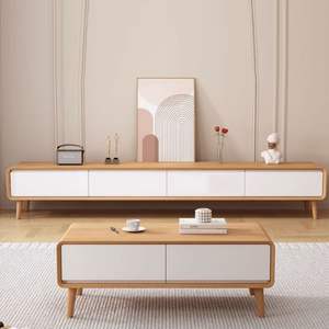 Meuble TV en bois massif de style nordique minimaliste, design ultra fin et étroit pour petits appartements - Product Image 2