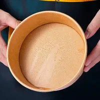 Premium Wegwerp Reliëf Logo Bedrukt Papier Poke Kommen Met Deksels Voedselcontainers Voor Salade Snack Premium Wegwerp Servies