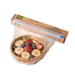 HuamaohengchunCling <b>Wrap</b> Compostable Food <b>Wrap</b> Film with Slide Cutter 12" Wide 200 FT for Kitchen <b>Clear</b> - Product Image 1