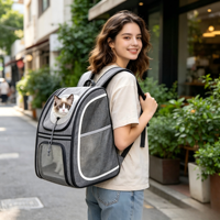 Sac à dos moderne et portable pour chat et petits animaux, 5 kg, grande capacité, respirant, pliable, en tissu Oxford, filet PVC, fermeture éclair en fil d'acier