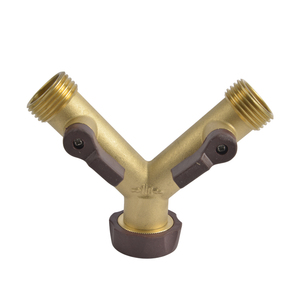 Winslow & Ross Brass connector 2 Way Double Tap Adaptor Individual On/Off brass Y hose splitter