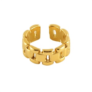 Anillos de puño al por mayor, joyería chapada en oro, anillos huecos ajustables de acero inoxidable para mujer - Product Image 1