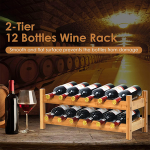 Porte-vin <span class=keywords><strong>en</strong></span> <span class=keywords><strong>bambou</strong></span> à 2 niveaux, 12 bouteilles, support de rangement pour vin sur comptoir, étagère de présentation de vin robuste pour la cuisine et le <span class=keywords><strong>bar</strong></span>, directement de l'usine - Product Image 5