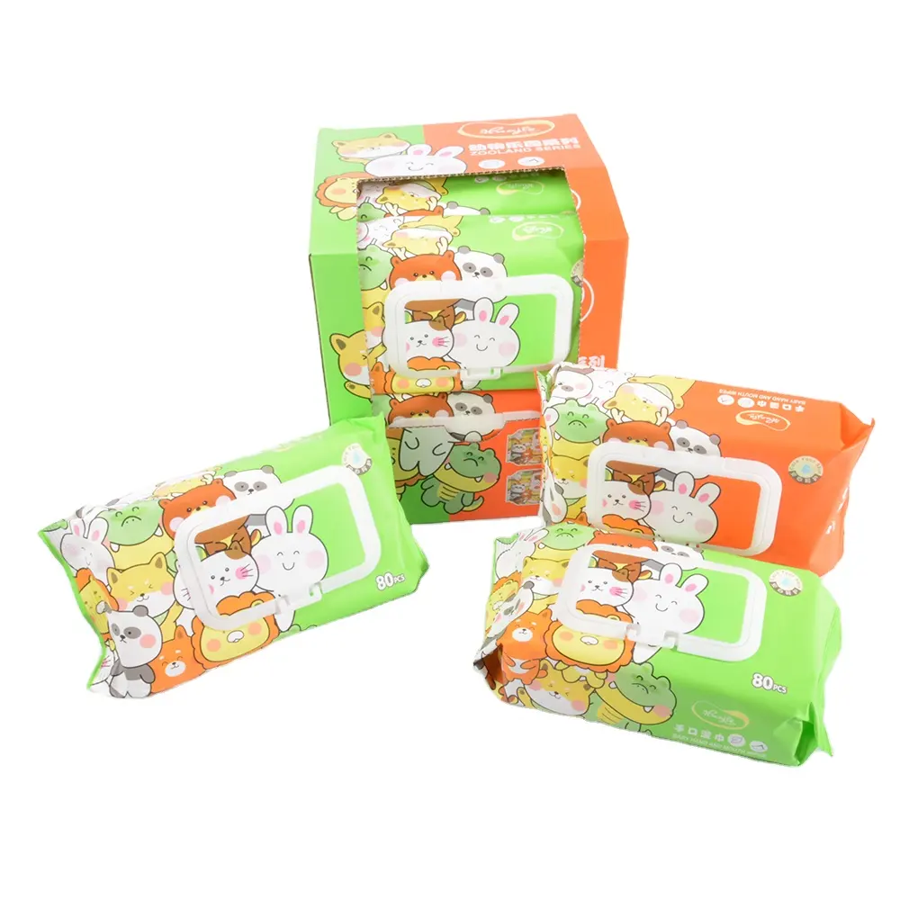 Free Sample 80PCS Baby Waterwipes Organic Spunlaced Nonwoven Fabric Wet Wipes Disposable Skin Care