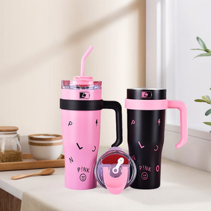Stainless Steel Tumbler 304 Large Capacity With Straw And Handle For Travel Car Use Gift - Product Image 3