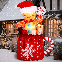 Homme en pain d'épices gonflable de 6 pieds dans une tasse de chocolat chaud avec lumière LED, ornement de Noël pour la cour, la pelouse, la maison, la décoration extérieure des fêtes