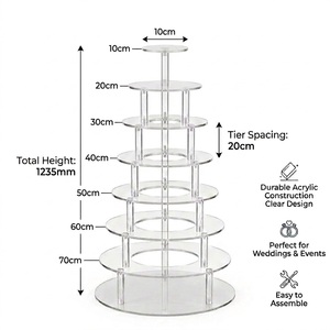 Torre di Champagne a 7 Piani in Acrilico Trasparente e Espositore Multifunzionale per Decorazioni di Matrimoni e Feste, Progettato da Gaojian - Product Image 2