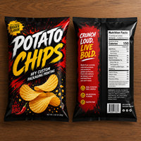 Sachets à fond plat pour chips, imprimés sur mesure, de qualité alimentaire, sachets en plastique à fermeture éclair pour bonbons, biscuits et emballages de snacks