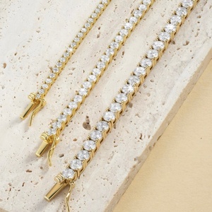 Bracelet tennis en or 14k 18k avec diamants de laboratoire Qinglong Jewelry, bracelets et joncs en diamants pour femmes, bijoux fins - Product Image 1