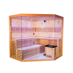 Wood Steam Sauna Room 4 Person Dry Sauna Room Outdoor Computer Control Panel Solid Wood Modern Hemlock Sauna Rooms for Sale