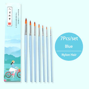 Juego de 7 pinceles de pintura acrílica de punta redonda profesional, pinceles de artista para acuarela y pintura al óleo - Product Image 3