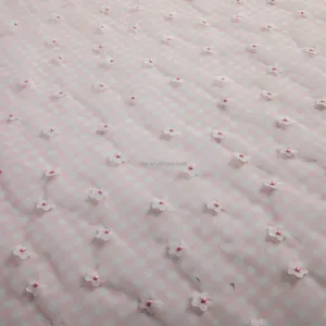 Pink Check Lace Embroidery Digital Print Tulle Fabric Flower High Quality 100% Polyester Wedding Tulle Mesh Fabric