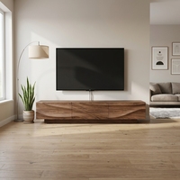 Meuble TV design couleur bois, support au sol, console TV moderne et créative pour salon, vente en gros d'usine