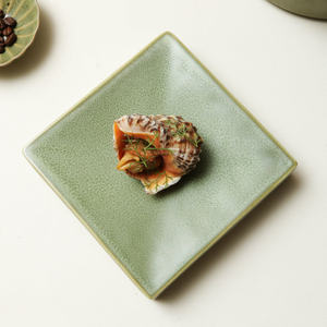 Bandeja Cuadrada de Cerámica Estilo Japonés, Color Verde Sólido, Elegante, para Restaurante, Apta para Lavavajillas, Acabado Pulido - Product Image 3