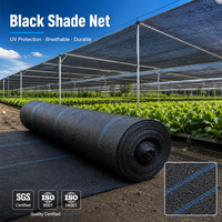Filet d'ombrage respirant en HDPE noir durable, tricoté par tricotage warp, résistant aux UV, taux d'ombrage 30%-90%, pour serres agricoles et protection des cultures