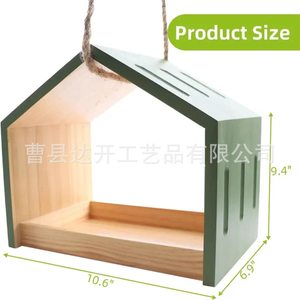 Solid Wood <b>Bird</b> Feeder 10.6x6.9x9.4 In Outdoor Hanging Ventilated Wooden <b>Bird</b> House - Product Image 1