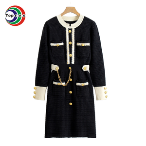 Atoptex giữa Chiều dài của phụ nữ chính thức ăn mặc dệt kim lỏng giảm béo áo dài thiết kế thoáng khí khiêm tốn mùa thu sọc mô hình rắn - Product Image 3