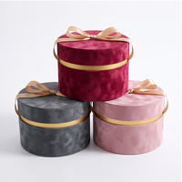 Coffret Cadeau Rond en Velours Élégant Personnalisé avec Nœud en Ruban, Boîte Rigide en Papier de Qualité Supérieure pour Chocolats et Cadeaux de Mariage