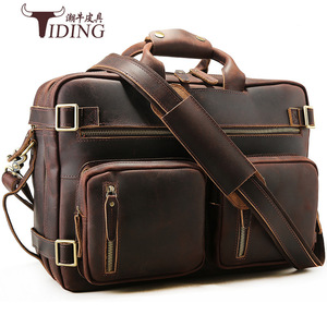 Tiding Genuine Leather Men's <b>Briefcase</b> 16-inch Laptop Bag Large Capacity Business Bag With Detachable Handle - Product Image 1