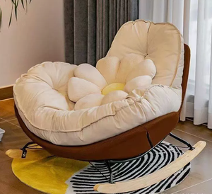 Ghế thư giãn đu đưa bằng gỗ keo hiện đại, sang trọng, thoải mái cho phòng khách, ban công, kiểu ghế sofa thư giãn - Product Image 1