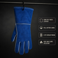 Gants de soudage WELDAS en cuir de vachette résistant à la chaleur, doublés de coton, avec couture renforcée à 3 lignes et couture sur le dos, pour le soudage