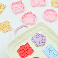 Moule à biscuits en plastique série animaux, feuille d'érable canadienne 3D, dessin animé DIY, cerf, argile, animation, imprimé, biscuits personnalisés