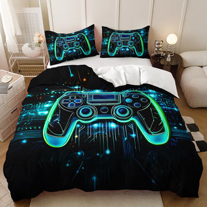 Juego de Funda Nórdica Gamer con Diseño de Arte Digital 3D Moderno en Poliéster con Controlador y Diseño de Salpicaduras - Product Image 6