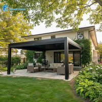 Sweet Home Maßgefertigte Motorisierte Bogen-Aluminium-Pergola Mit Integrierten Dachrinnen Lamellendach für Außenbereich Hinterhof Terrasse Garten Pool
