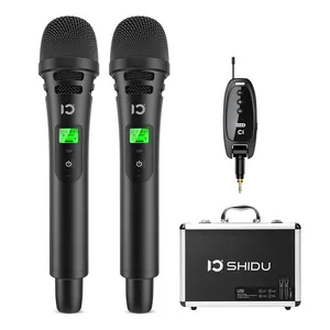 SHIDU U50 Mikrofon Genggam Nirkabel UHF Ganda dengan Penerima Isi Ulang Berlaku untuk Setiap Perangkat Audio Input Mikrofon