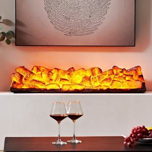 <span class=keywords><strong>Chimenea</strong></span> eléctrica simulada carbón falso leña decorativa llama de carbón lámpara hoguera accesorios de tiro decoraciones para el hogar - Product Image 2