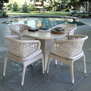 4-người mây tự nhiên wicker Patio đồ nội thất thiết lập cho ăn uống hoặc khách sạn ngoài trời Vườn Bàn và ghế - Product Image 3