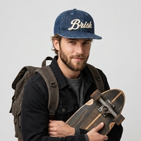 Casquette Snapback en Denim Personnalisée à 6 Panneaux, Visière Plate, Style Streetwear Vintage, Casquette de Baseball Homme Femme Réglable Hip Hop Rétro Gorras