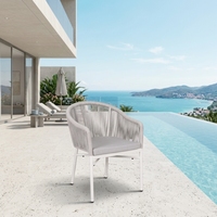 Fauteuil d'extérieur CDG de luxe moderne et empilable en corde tressée - Chaise de salle à manger en aluminium pour hôtel, patio, complexe hôtelier