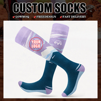 Chaussettes de ski d'hiver personnalisées en gros pour femmes, enfants, adultes et jeunes, antibactériennes, respirantes, écologiques, antidérapantes, hauteur genou